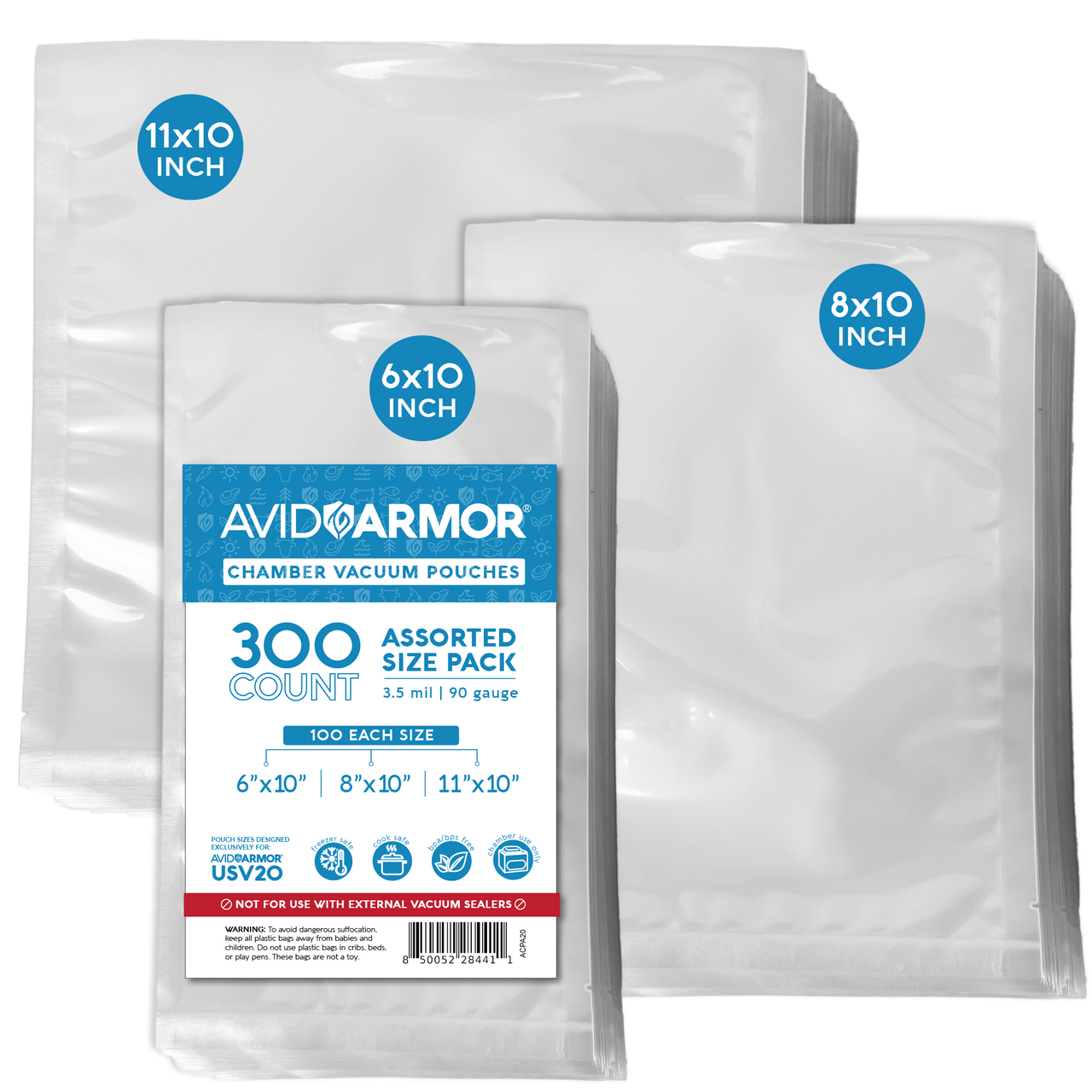 300 Vacuum Sealer Bags for USV20 Chamber Sealer Avid Armor