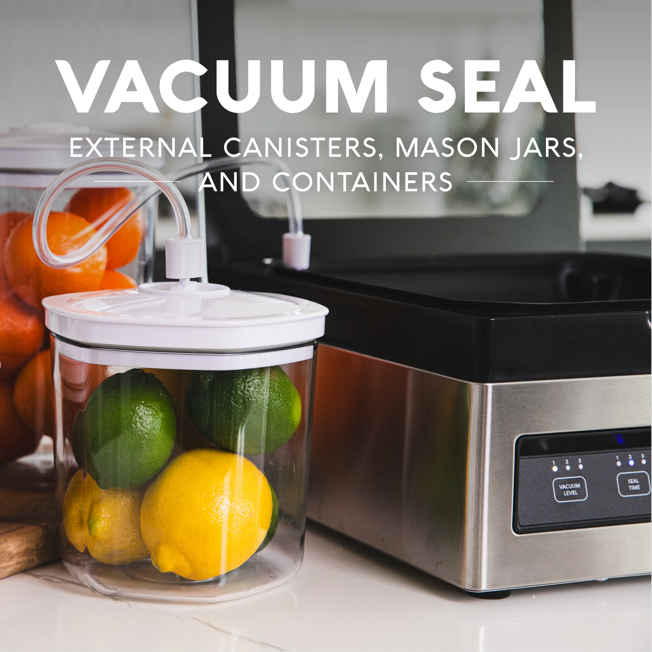 Vacuum Seal external canisters using the USV1 chamber vacuum sealer