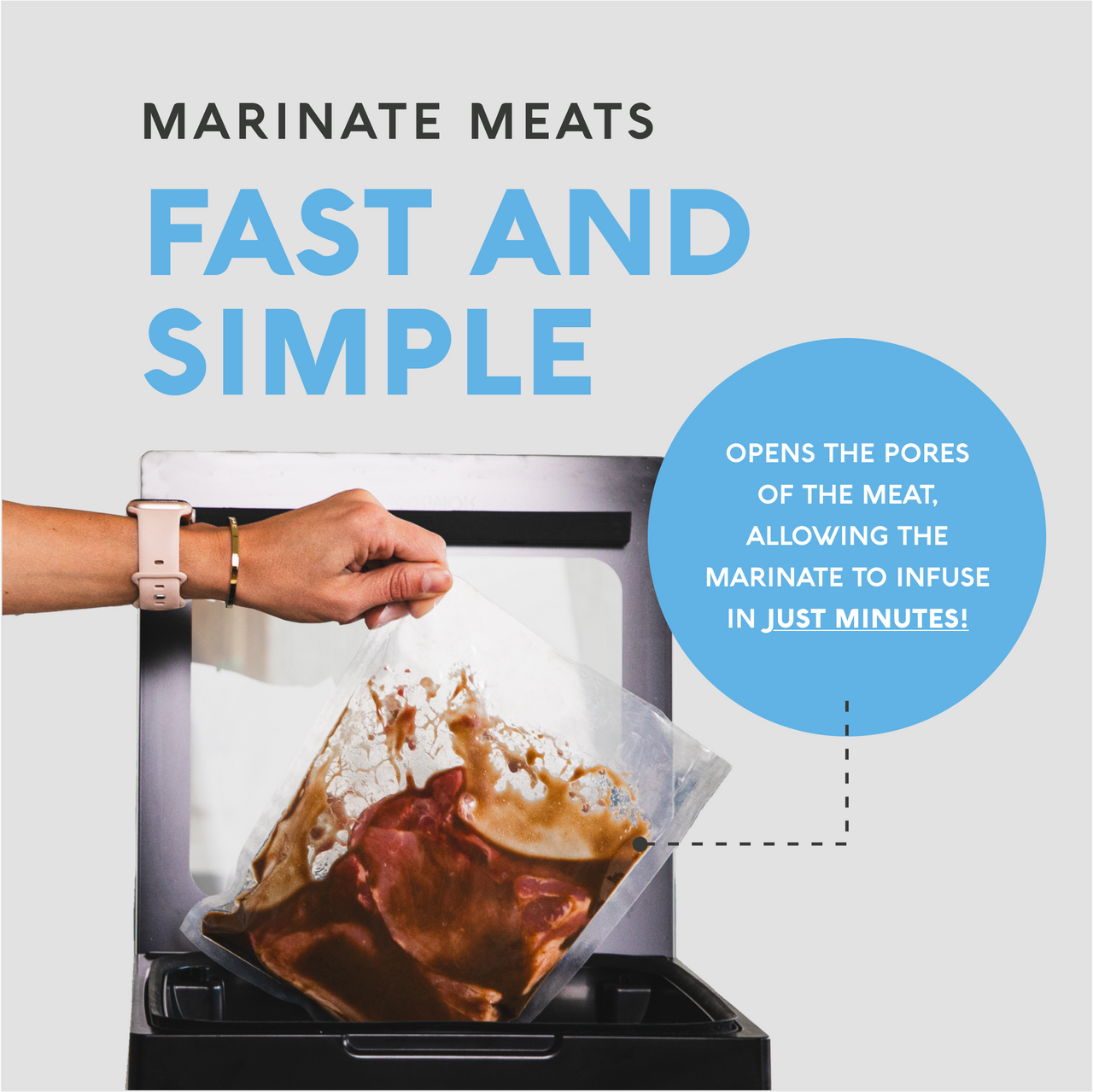 Fast and simple marination using the Ultra Series ONE chamber vacuum sealer