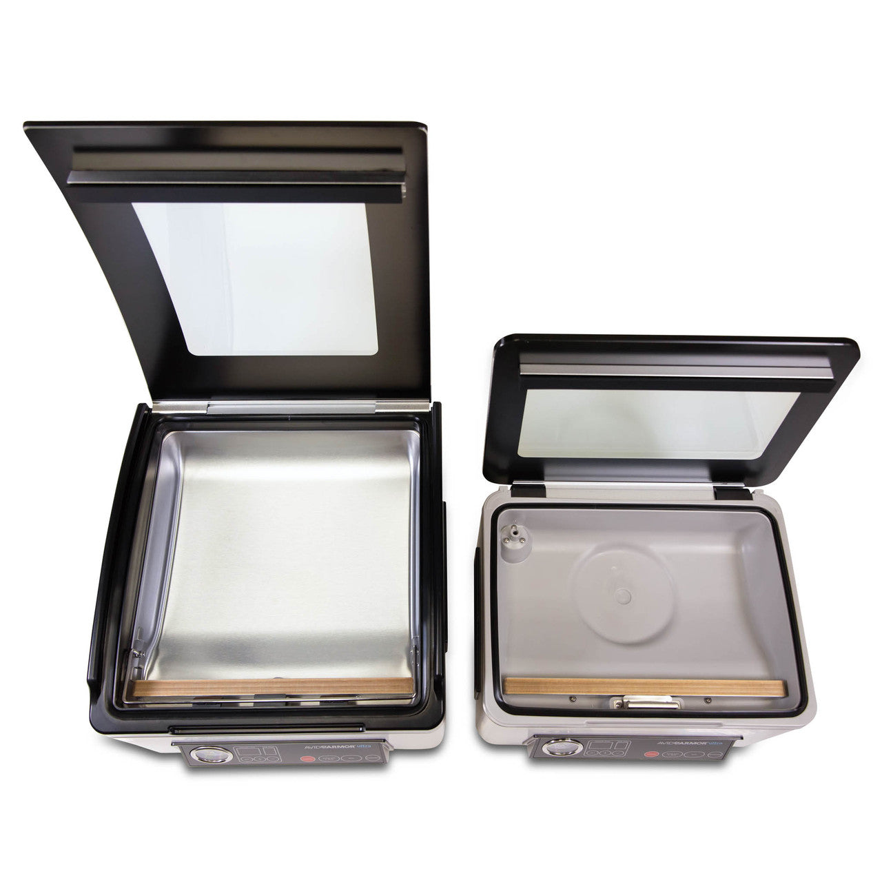 Avid Armor chamber sealers with the lid open showing the seal pad