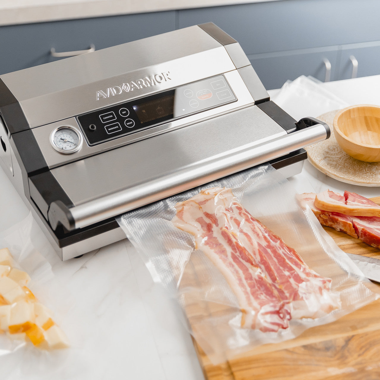 Thick sliced bacon in Avid Armor vacuum sealing bags