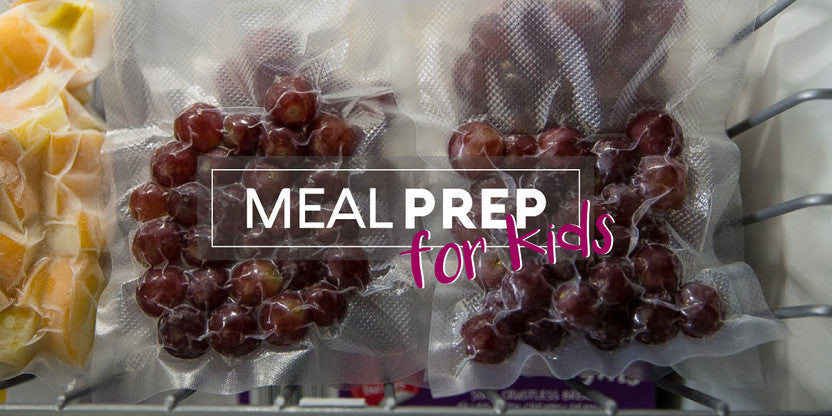 Portioned red grapes vacuum sealed in freezer bags for kids school lunches or snacks