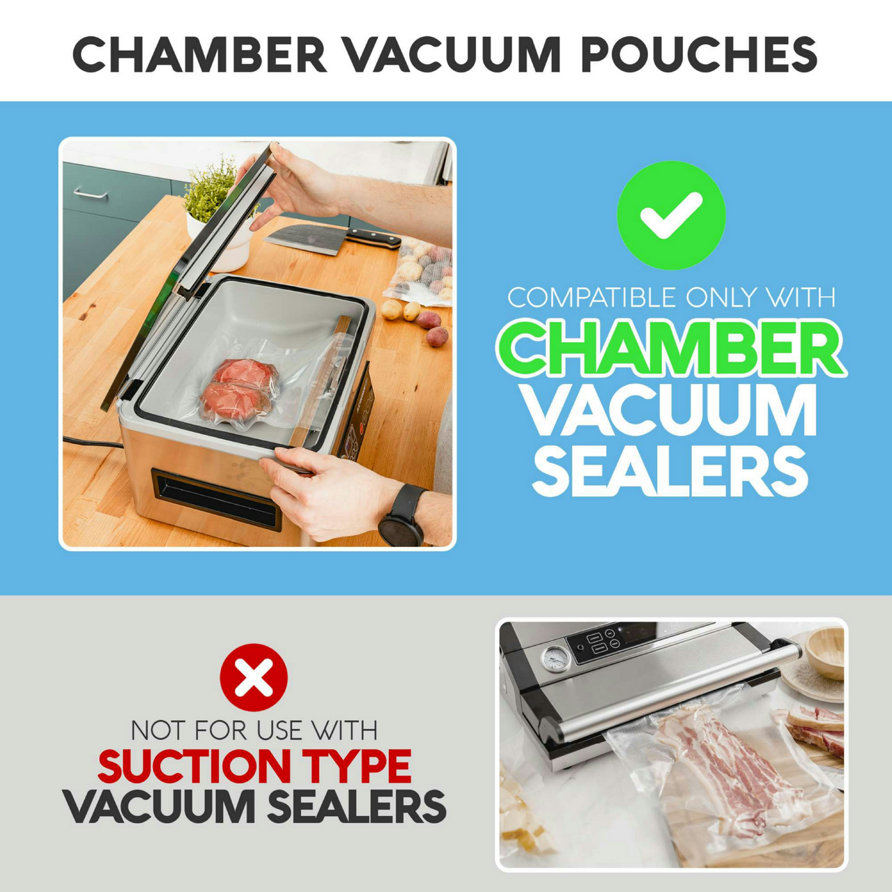 Avid Armor vacuum pouches being sealed with a chamber vacuum sealer, showcasing their compatibility and ability to provide an airtight seal for optimal performance.
