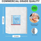 A pack of Avid Armor 10x13 inch chamber vacuum pouches shown on a light blue background with dimension labels indicating 10 inch height and 13 inch width, plus callout graphics for 250 pouches, reusable resealable material, and tear notch quality.