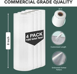 Avid Armor Vacuum Sealer Rolls, 8" x 25' - 4 Pack