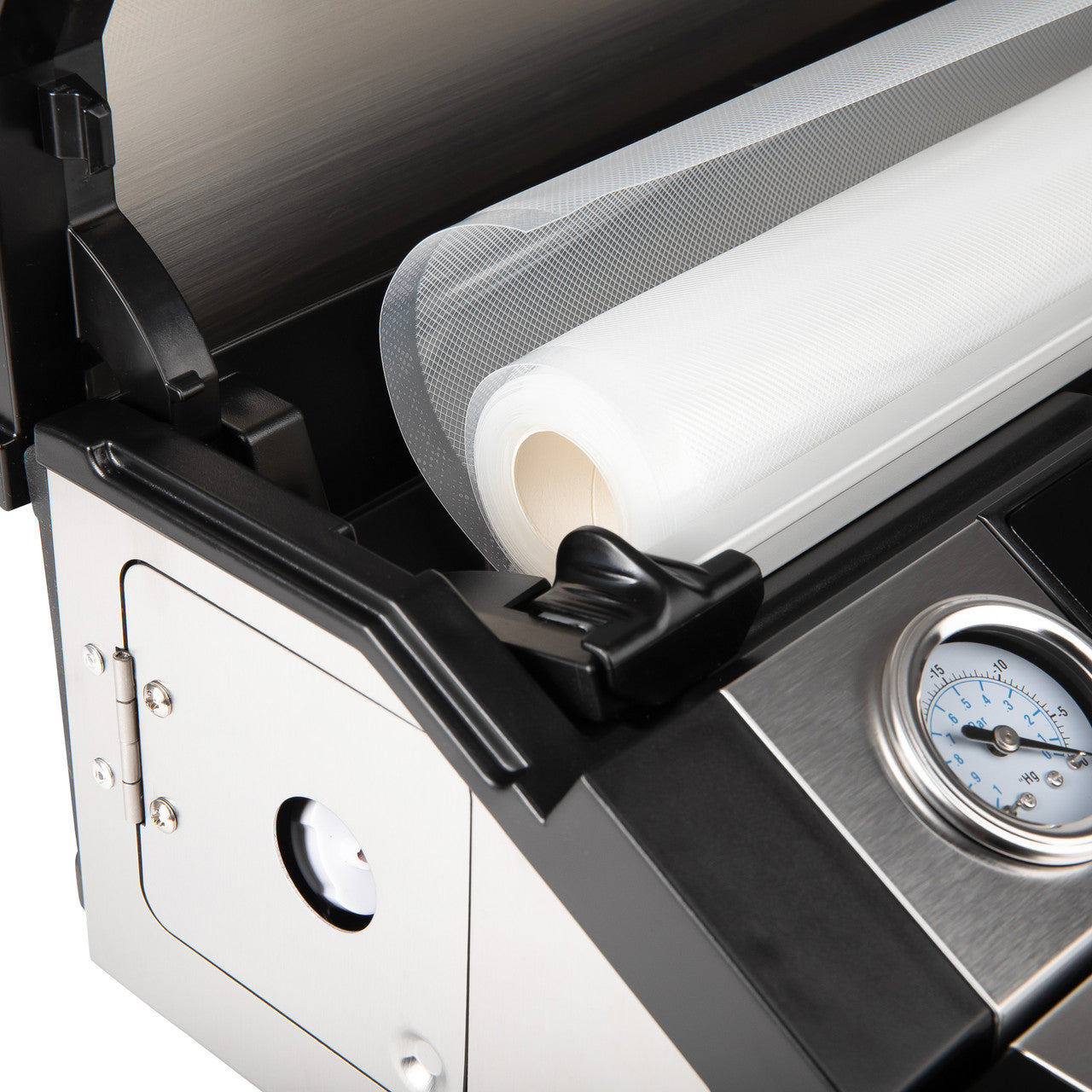 Roll storage on the new Avid Armor A420 stainless steel heavy duty vac sealer  machine