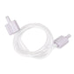 The universal vacuum canister accessory hose, coiled, with a white fitting at each end.