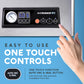Close up of Avid Armor USV32 chamber vacuum sealer control panel with easy one touch Auto Vac and Seal button