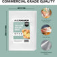 Avid Armor vacuum sealer bag package shown on a light gray background with measurement labels indicating 8 inch by 12 inch dimensions. The package reads 'Commercial Grade Quality' and '8 x 12" Quart Vacuum Sealer Bags' with '100 Bags' highlighted.