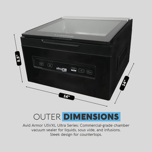 Avid Armor Chamber Vacuum Sealer Machine USVXL Ultra Series 11.5" Seal Bar for Liquid-Rich Wet Foods, Cooking Sous Vide, Infusions. LARGER Size Chamber Sealer