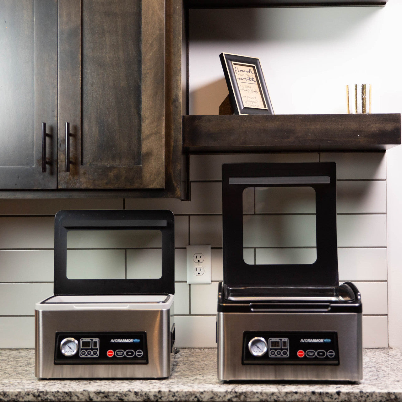 Side by side comparison of the Avid Armor USV20 vs the USV32 Ultra Series Chamber vacuum sealers.