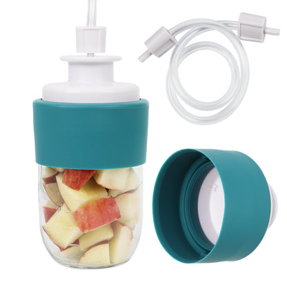 Teal-lidded container
