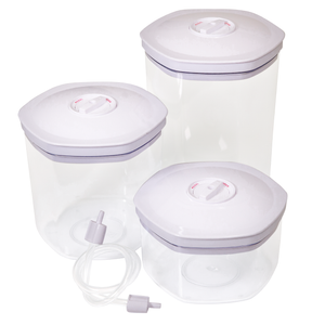 3-piece universal vacuum sealer canister set with universal vacuum hose