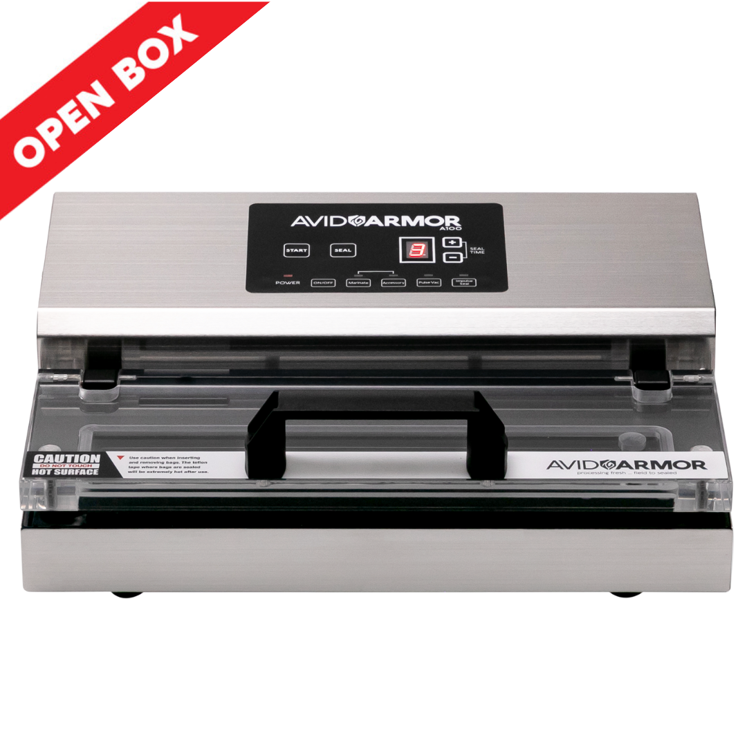 Open Box Deal! Experience the power of the Avid Armor A100 GEN 2 Suction Vacuum Sealer for longer-lasting freshness. Seals in flavor, reduces waste, and is ready to help you keep food fresher than ever—all at a fantastic price!