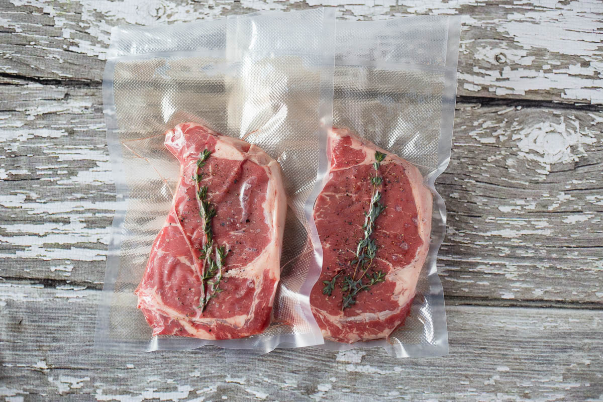 Ribeye vacuum sealed in Avid Armor vacuum sealer bags