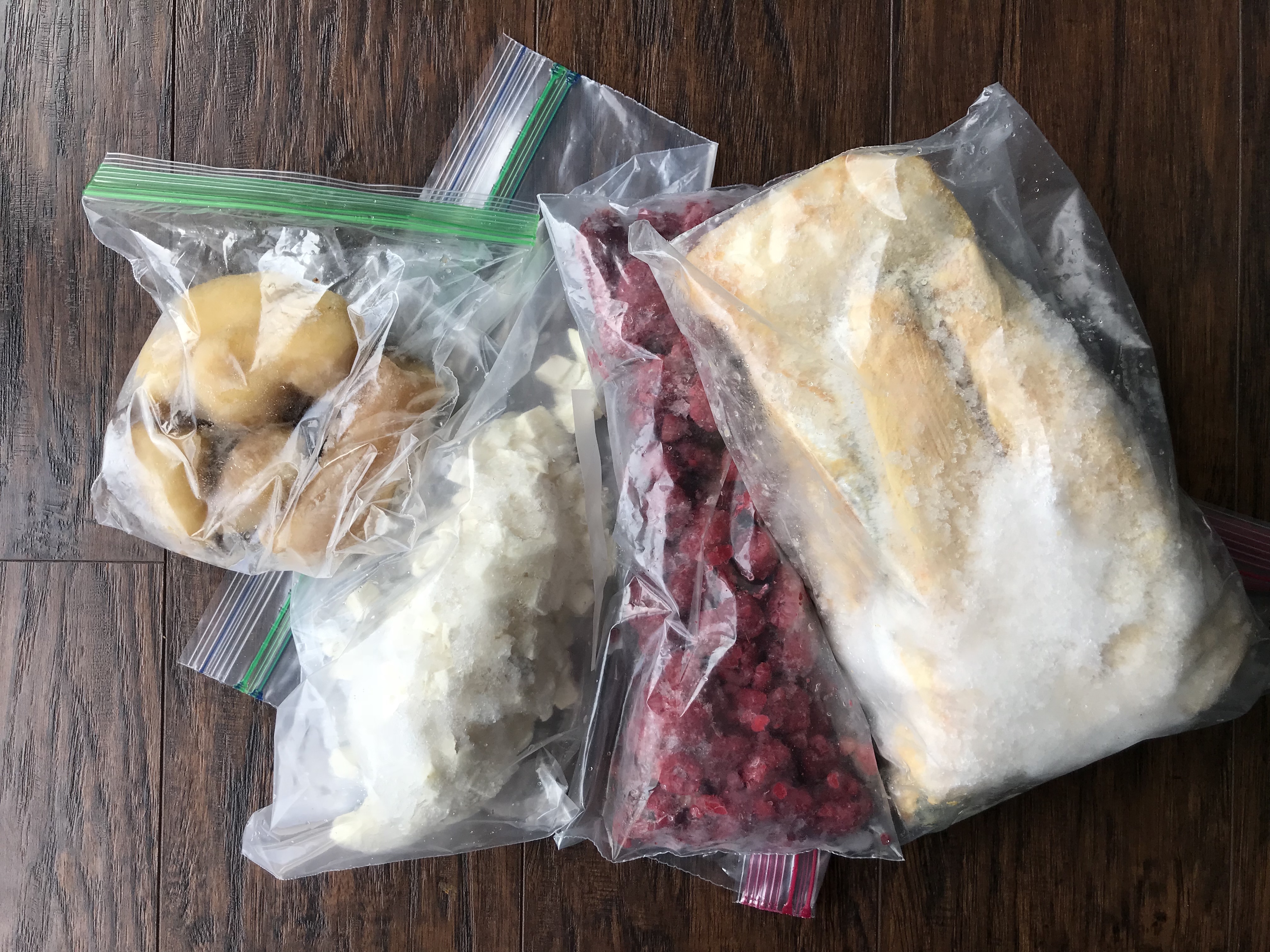 Freezer burned food stored in Zipper baggies