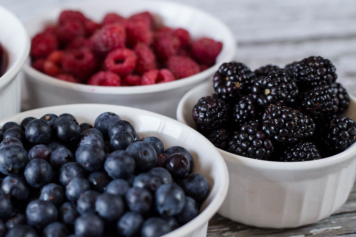 Fresh Summer Blueberries, Blackberries and Raspberries