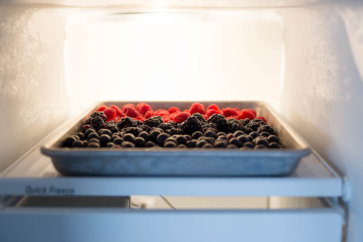 Place the berries in the freezer for a quick freeze