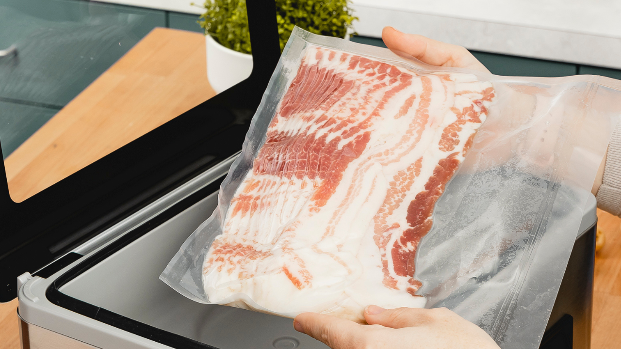 vacuum sealed pound of bacon