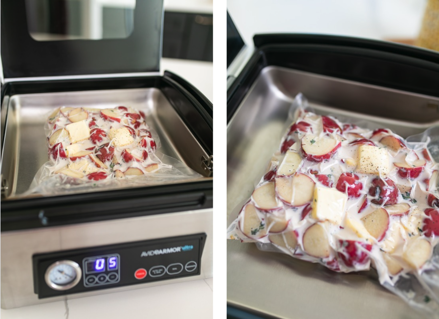 vacuum sealed potatoes for sous vide cooking